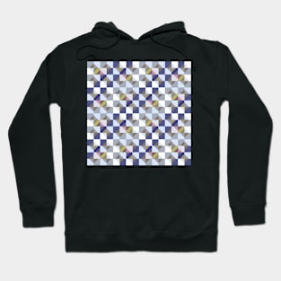 Mid Mod Checkerboard Blue Gold Hoodie